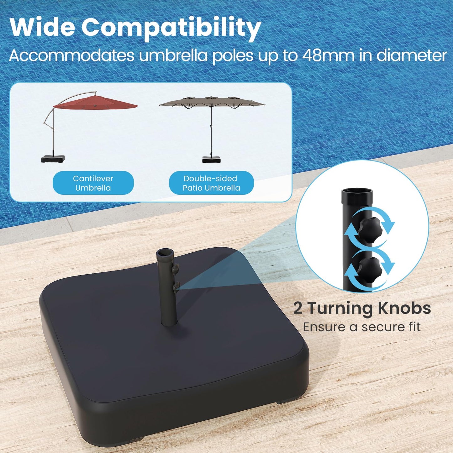 Giantex Square Parasol Base Weight Bag, 80KG Sand Fillable Umbrella Stand