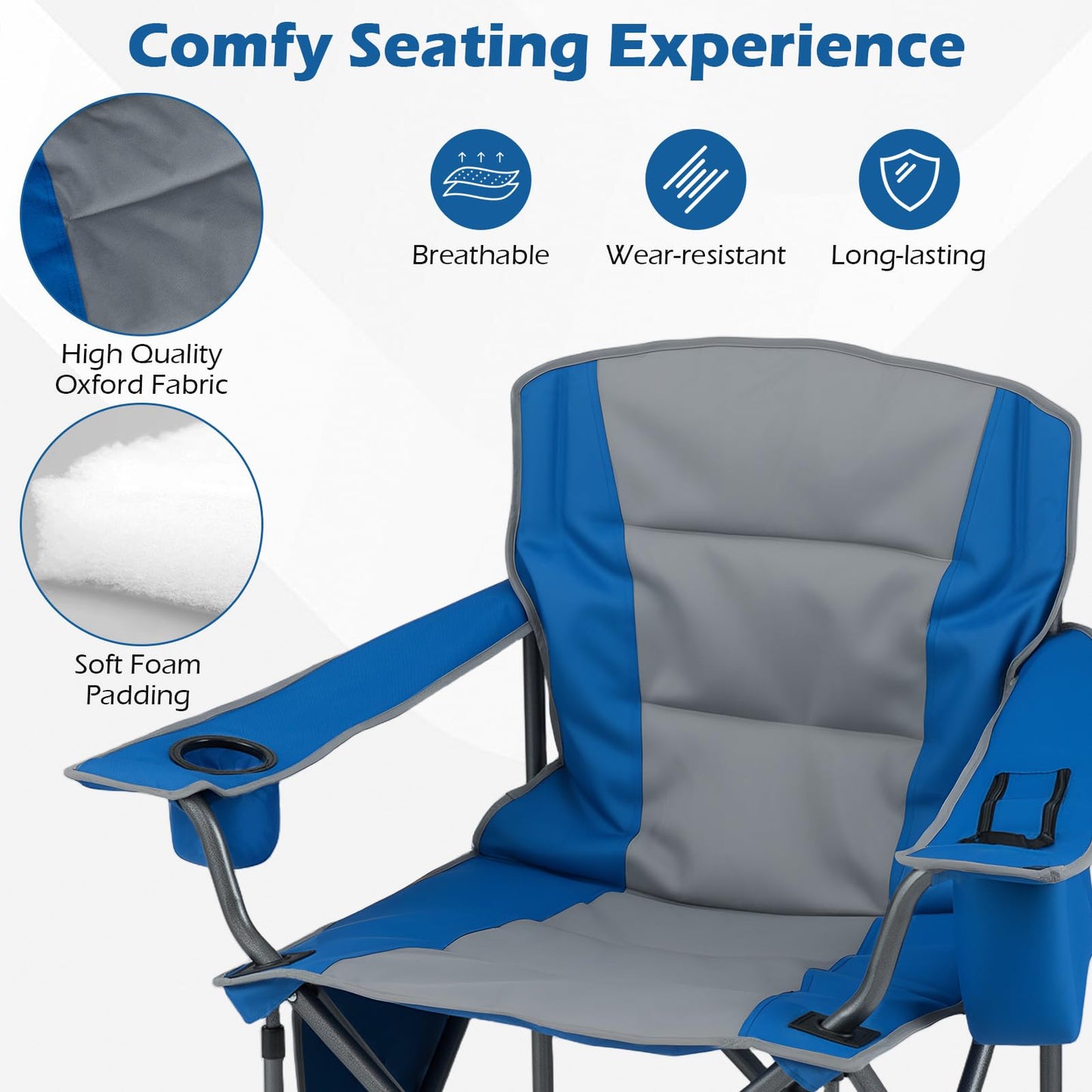 180kg Oversized Camping Chair, Portable Folding Chair with Carrying Bag