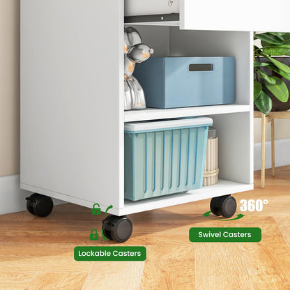 Mobile Rolling Storage Cart with 3 Drawers 2 Shelves and 2 Dowel Rods
