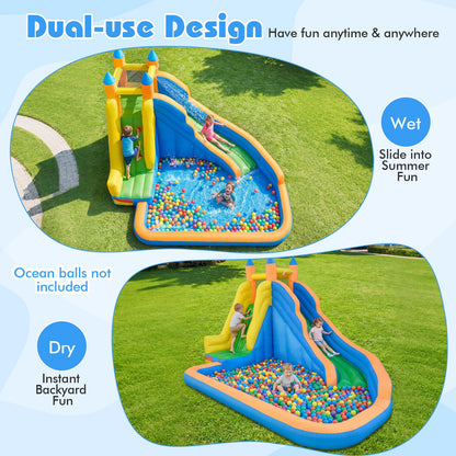 Inflatable Water Slide 3-in-1 Giant Water Park with Curved Slide