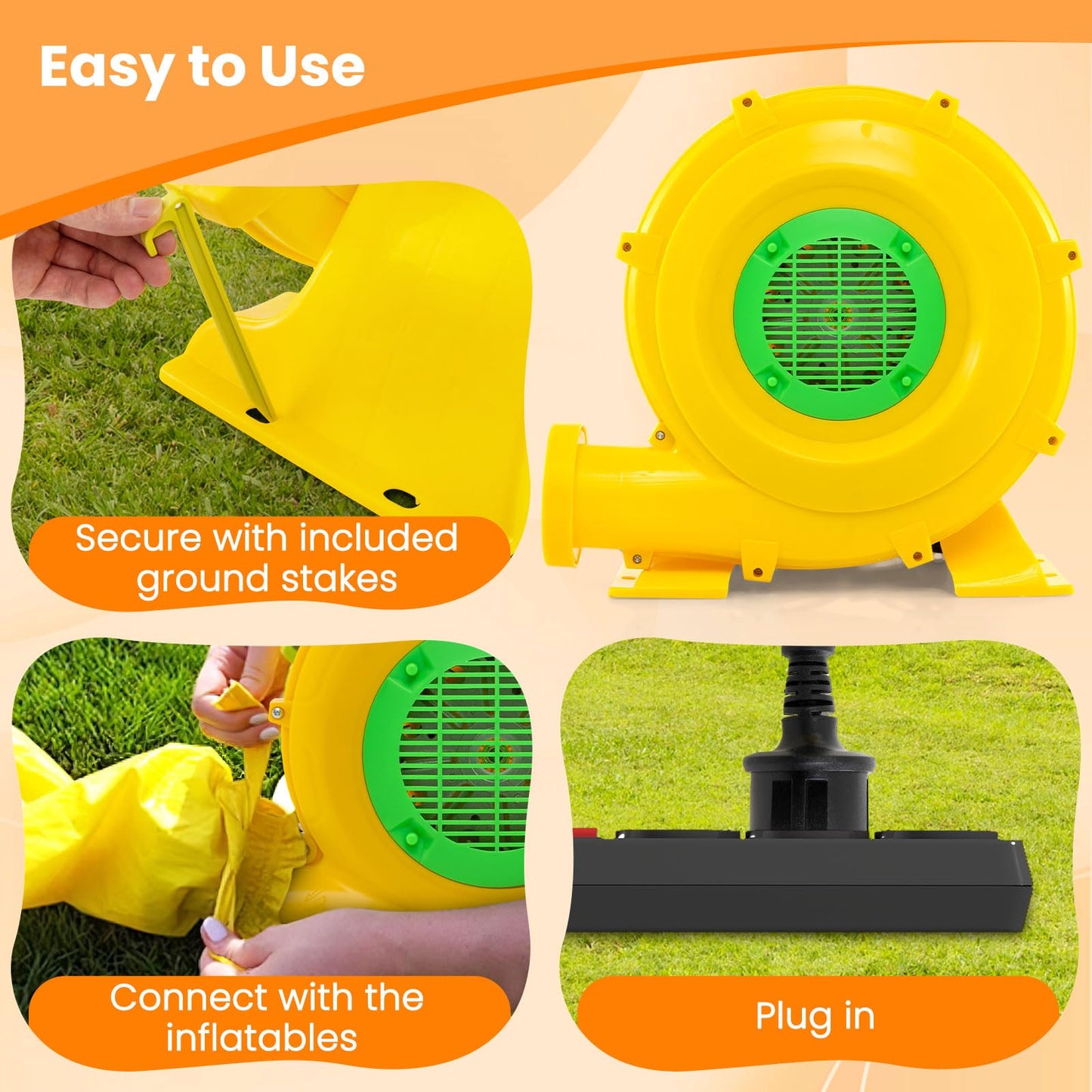 Air Blower, Powerful Bouncy Castle Pump Fan, Electric Inflatable Bouncer Blowers