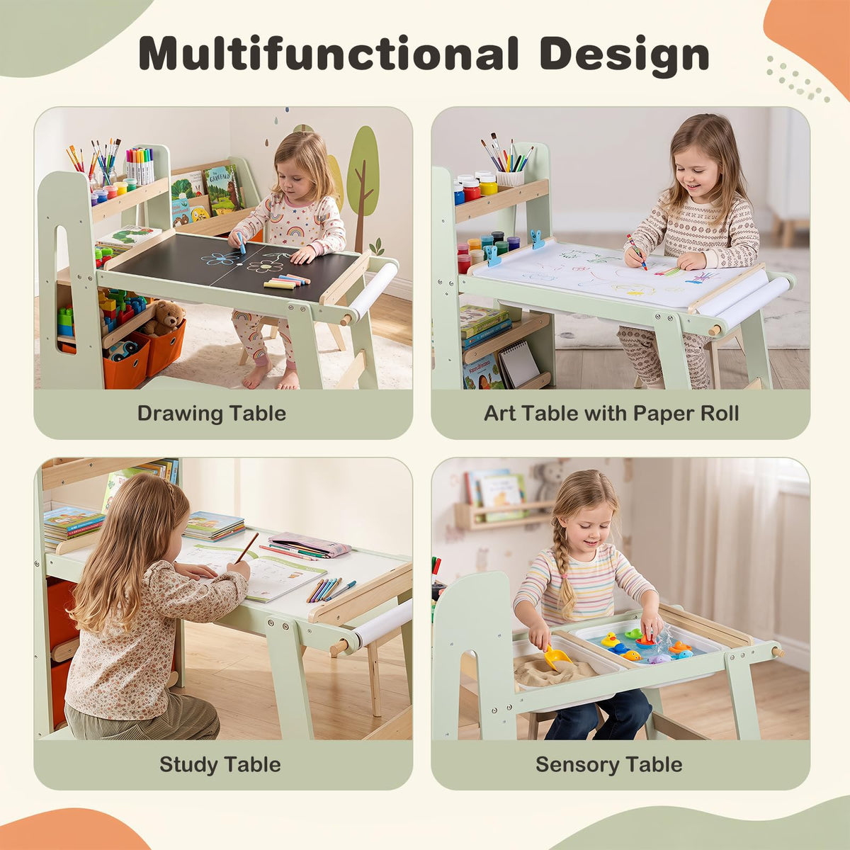 Kids Art Table and Chair Set, Children Activity Table