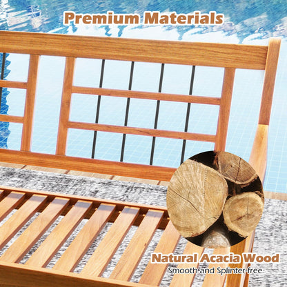 Patio Acacia Wood Bench Wooden 2 Person Outside Chair