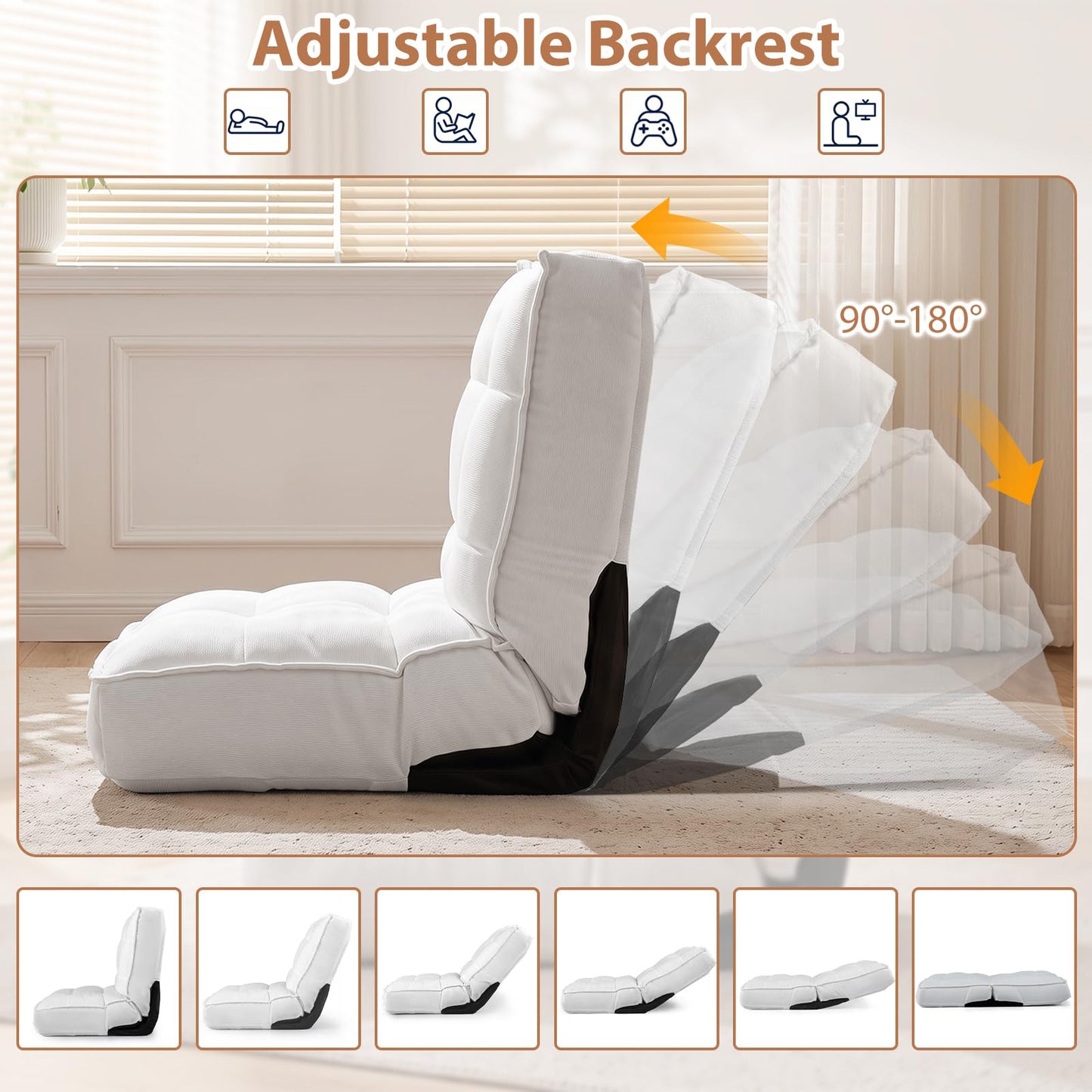6-Level Adjustable Single Lazy Sofa Bed Chair