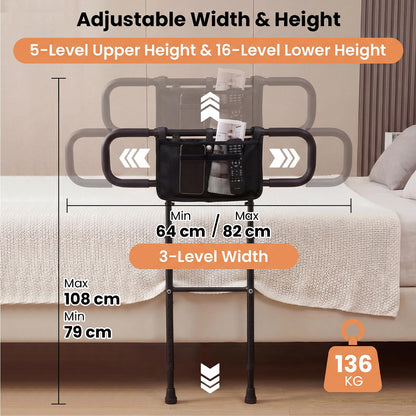 Bed Rails for Elderly Adults, Foldable Safety Bed Assist Rail Bedside Handrail Bar