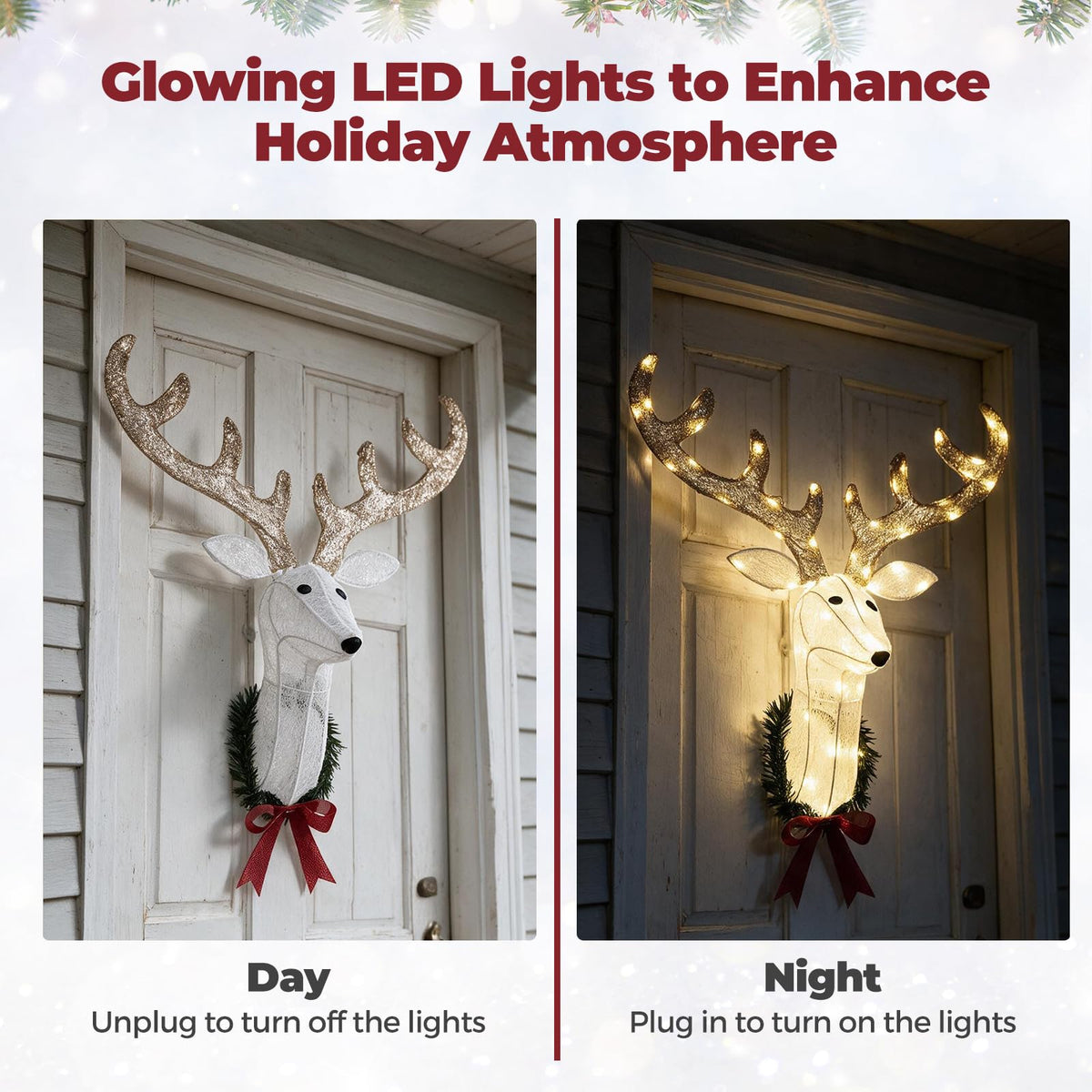 32"/81 cm Lighted Christmas Wall Decor Reindeer Head
