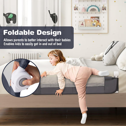 Foldable Toddler Bed Rail with Removable Oxford Cover