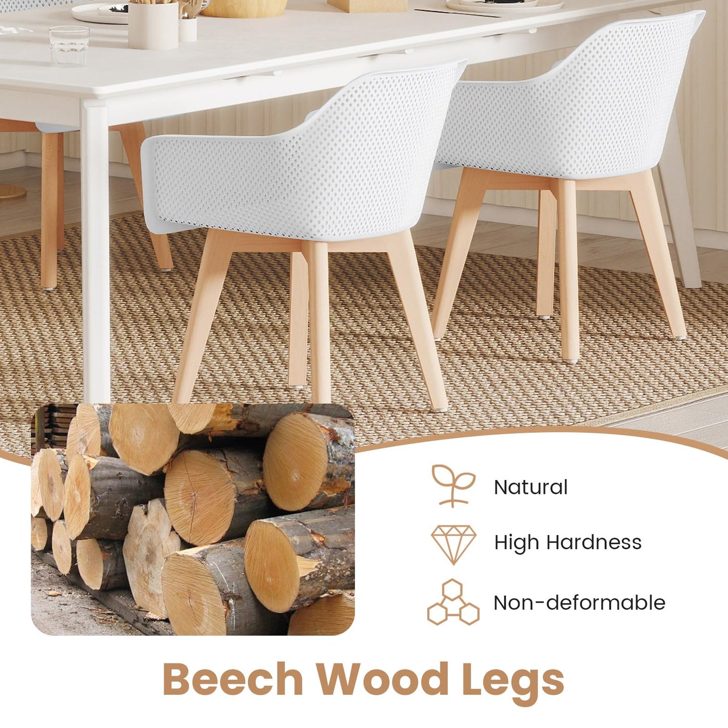 Dining Chairs Set of 2, Modern Kitchen Chairs with Breathable Mesh Backrest