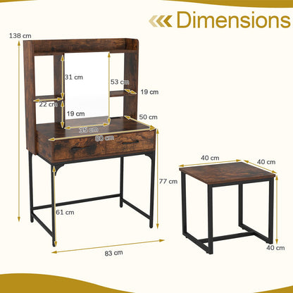 Vanity Desk with Mirror and Stool Wide Makeup Dressing Table