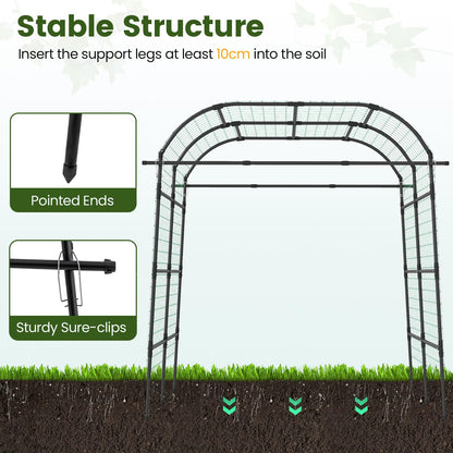 7.5FT/230CM Garden Arch Trellis, Large Plant Archway Tunnel with Netting