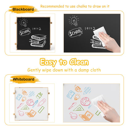 Kids Table and Chairs 4 in 1 Wooden Activity Desk Set (Bear Shape)