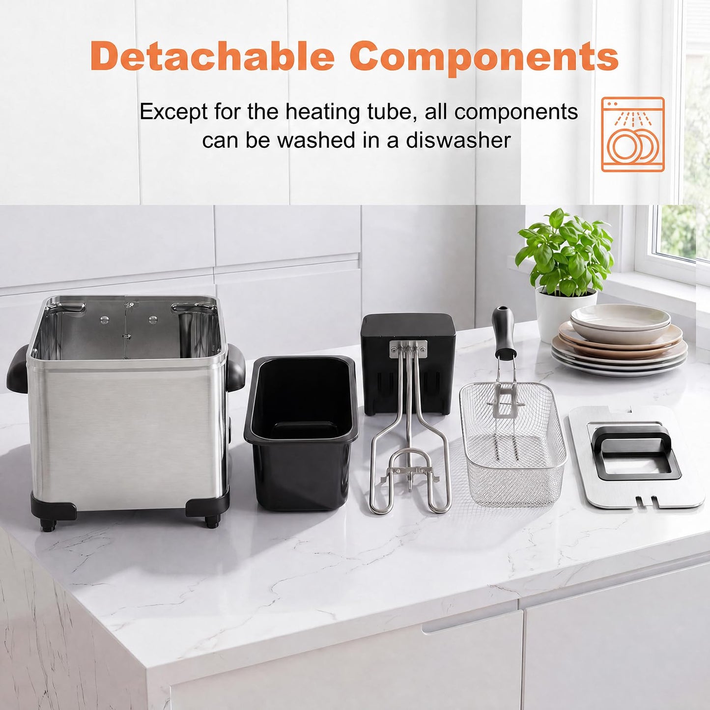 3L Electric Deep Fryer with LED Touch Screen and Viewing Window for Kitchen
