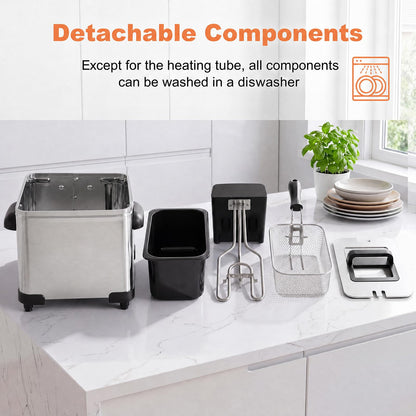 3L Electric Deep Fryer with LED Touch Screen and Viewing Window for Kitchen