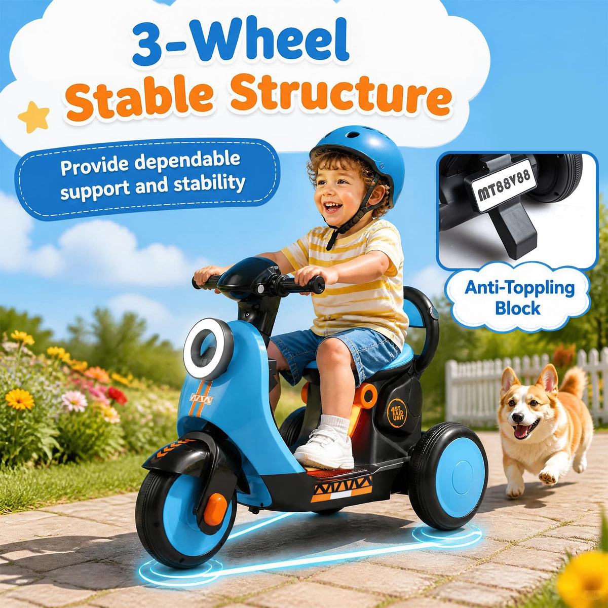 6V Kids Motorbike,Electric Ride On Motorcycle with Headlight