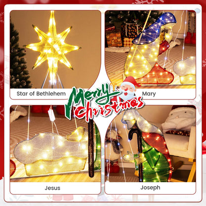 6 Feet Lighted Nativity Scene Holy Family Set Christmas Decoration