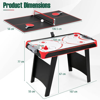 2-in-1 Multi-Game Table with Air Hockey and Table Tennis Top for Kids and Adults