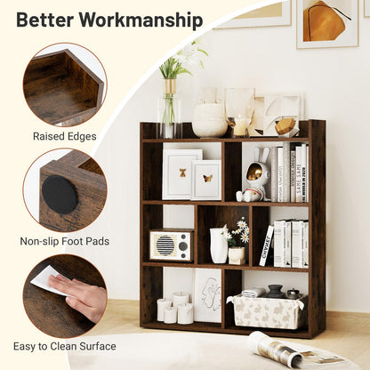 7 Cubes Open-back Bookshelf Home Storage Display Shelf