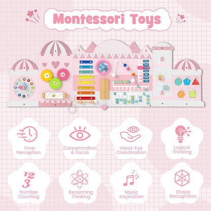 Castle Sensory Wall, 11 in 1 Activity Wall Busy Board Panels Montessori Toddler