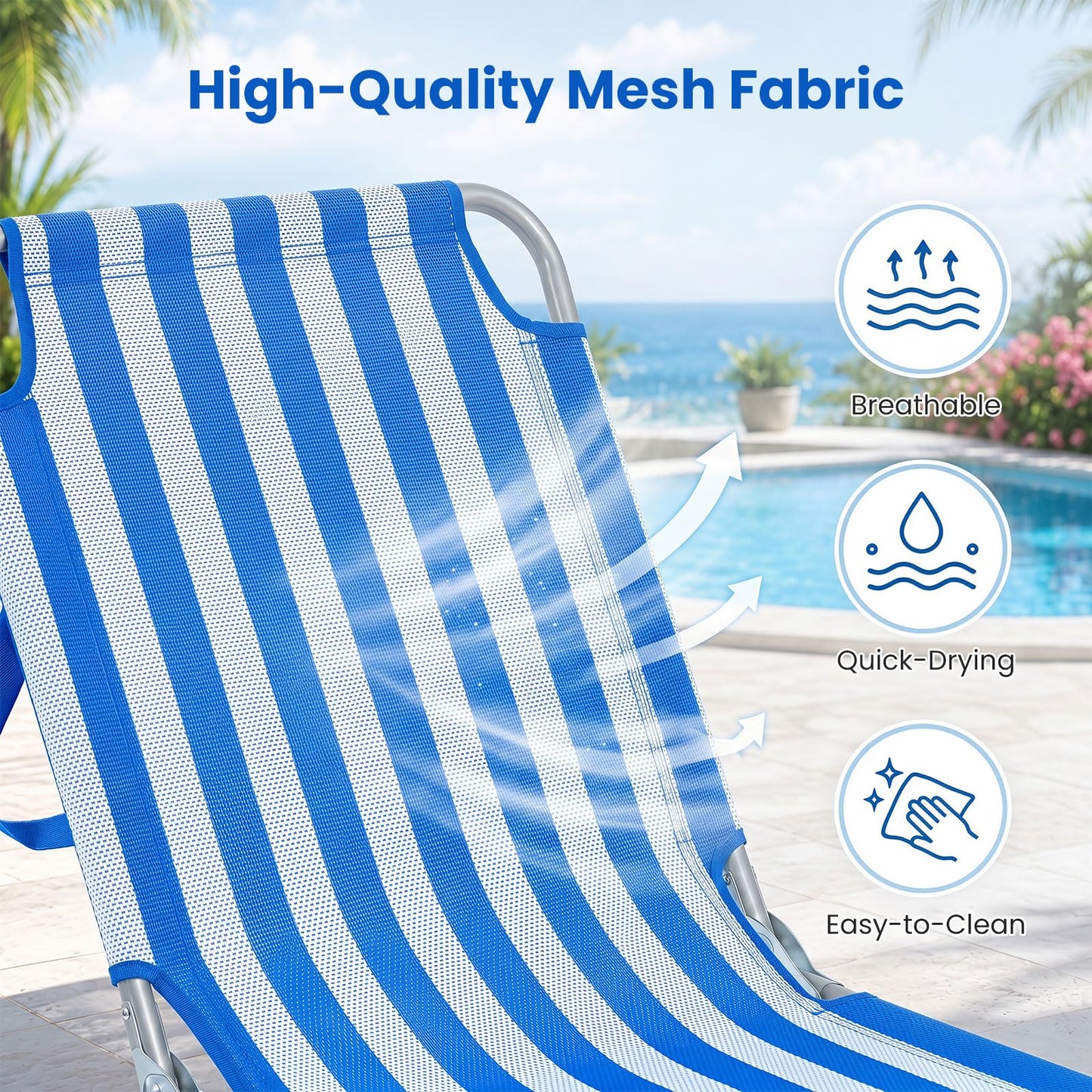 Foldable Sun Lounger Recliner with 4-Position Adjustable Backrest and Footrest