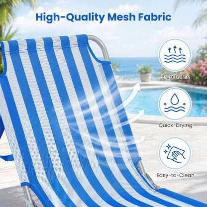 Foldable Sun Lounger Recliner with 4-Position Adjustable Backrest and Footrest