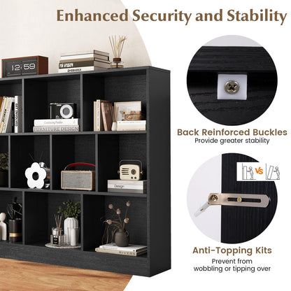 10-Cube Bookshelf Freestanding Storage Organizer with 2 Anti-Tipping Kits