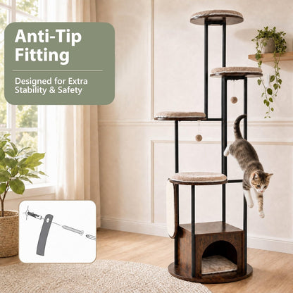 183cm Tall Multi-Level Cat Tree, Morden Cat Tower