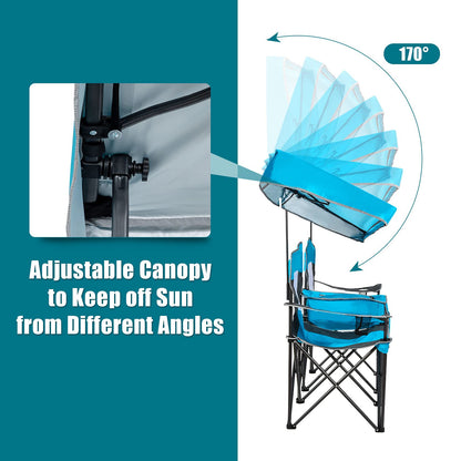Outdoor Portable Double Folding Camping Chair with Canopy