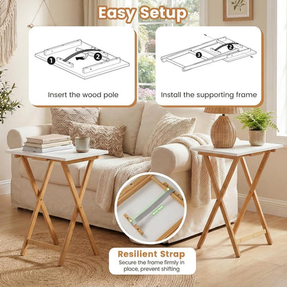 Folding Tables Set of 2, Portable TV Trays Table Small Sofa Side Tables