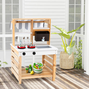 Outdoor Mud Kitchen for Kids with Removable Sink