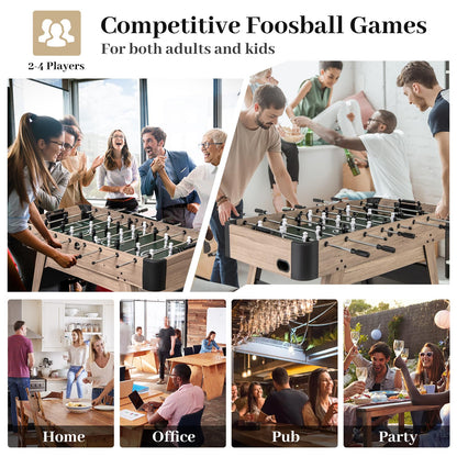137cm Foosball Table Arcade Soccer Game Table with 2 Balls and 26 Players