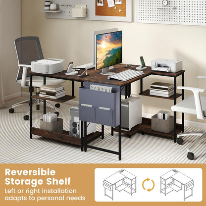 L Shaped Computer Desk, 101 cm Corner Table with Storage