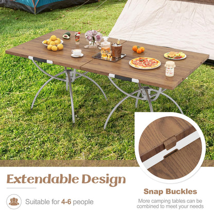 2 PCS Aluminum Foldable Picnic Table with Extendable Design