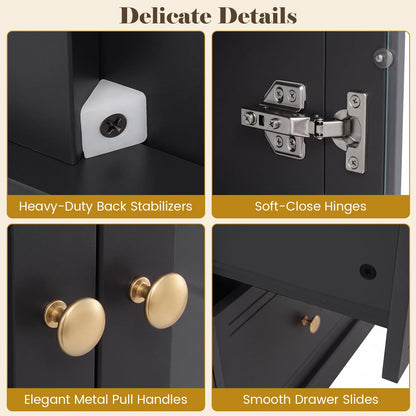 180cm Tall Kitchen Cupboard with Glass Doors