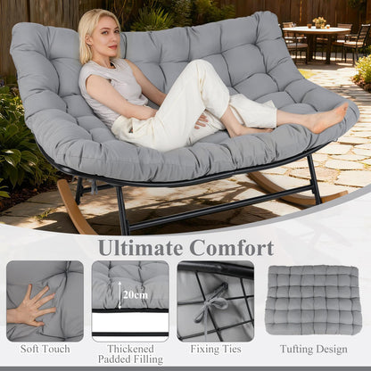 Outdoor Rocking Chair, Oversized Patio Wicker Egg Chair