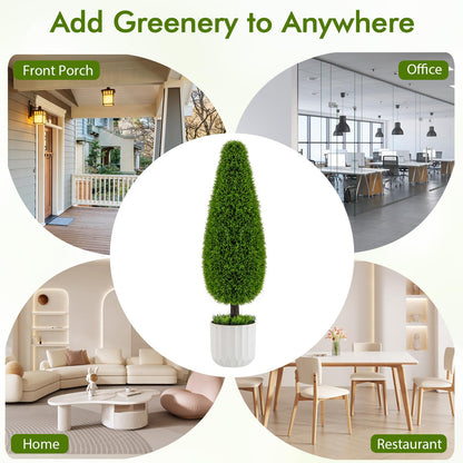 90cm 2PCS Greenery Faux Boxwood Tower/Spiral Plant with Realistic Leaves and Pot