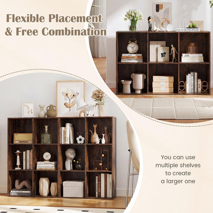 6-Cube Bookcase 3-Tier Storage Organizer with Anti-Tipping Kits for Living Room Study
