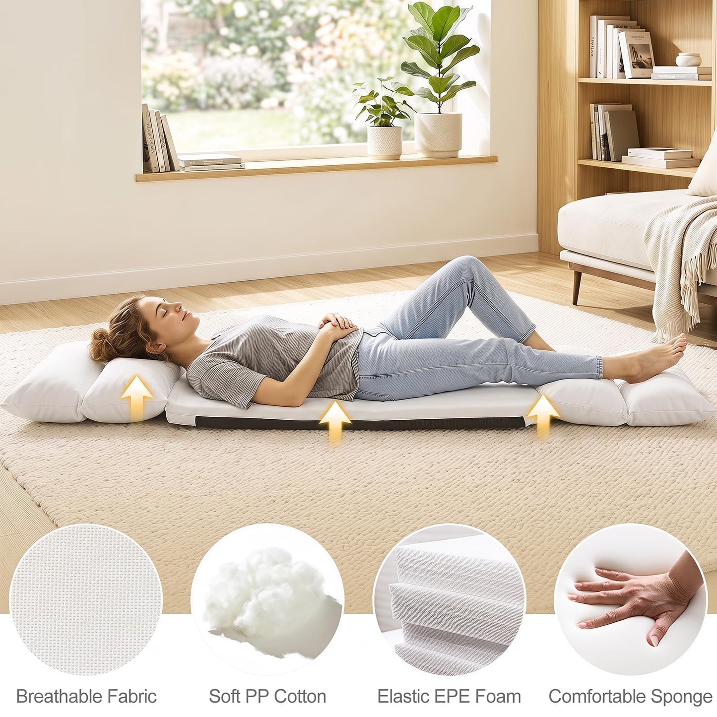 2-In-1 Adjustable Single Lazy Sofa Bed Chair