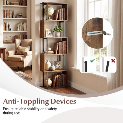 5-Tier Modern Bookshelf with Metal Frame for Home Office