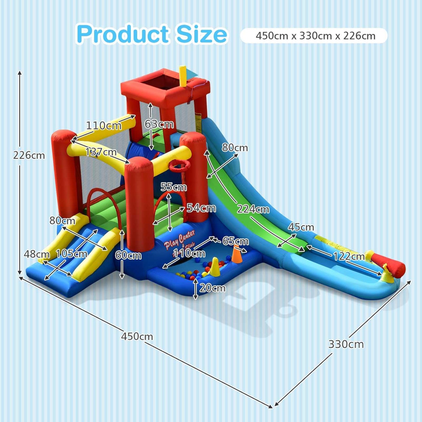 9 in 1 Giant Kids Bounce House with Water Slide without Blower