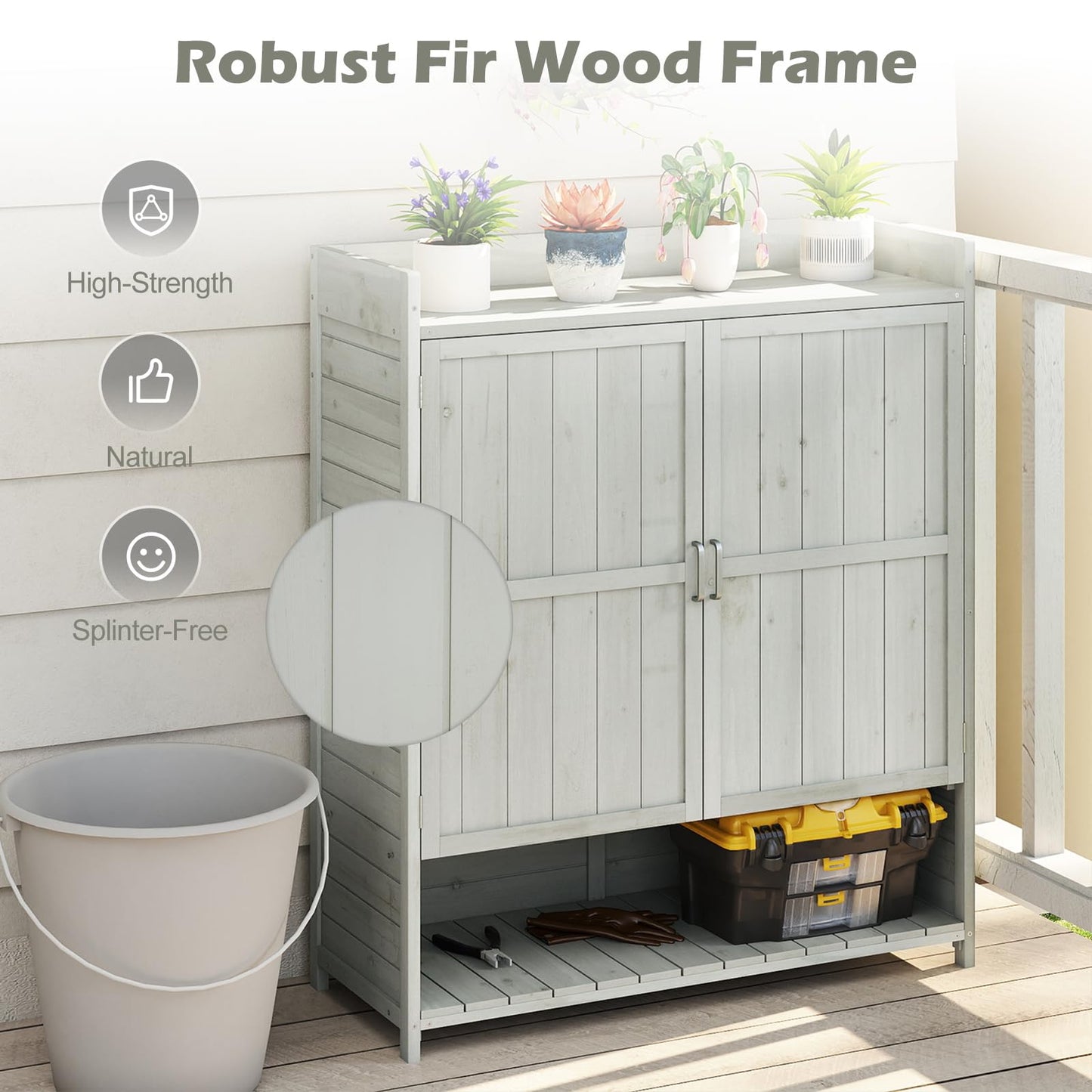 Wooden Garden Shed, Outdoor Tool Storage Shed with Removable Shelves