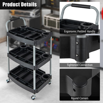 Large Capacity Utility Cart with Multiple Divider, Sponged Handle and Swivel Wheel