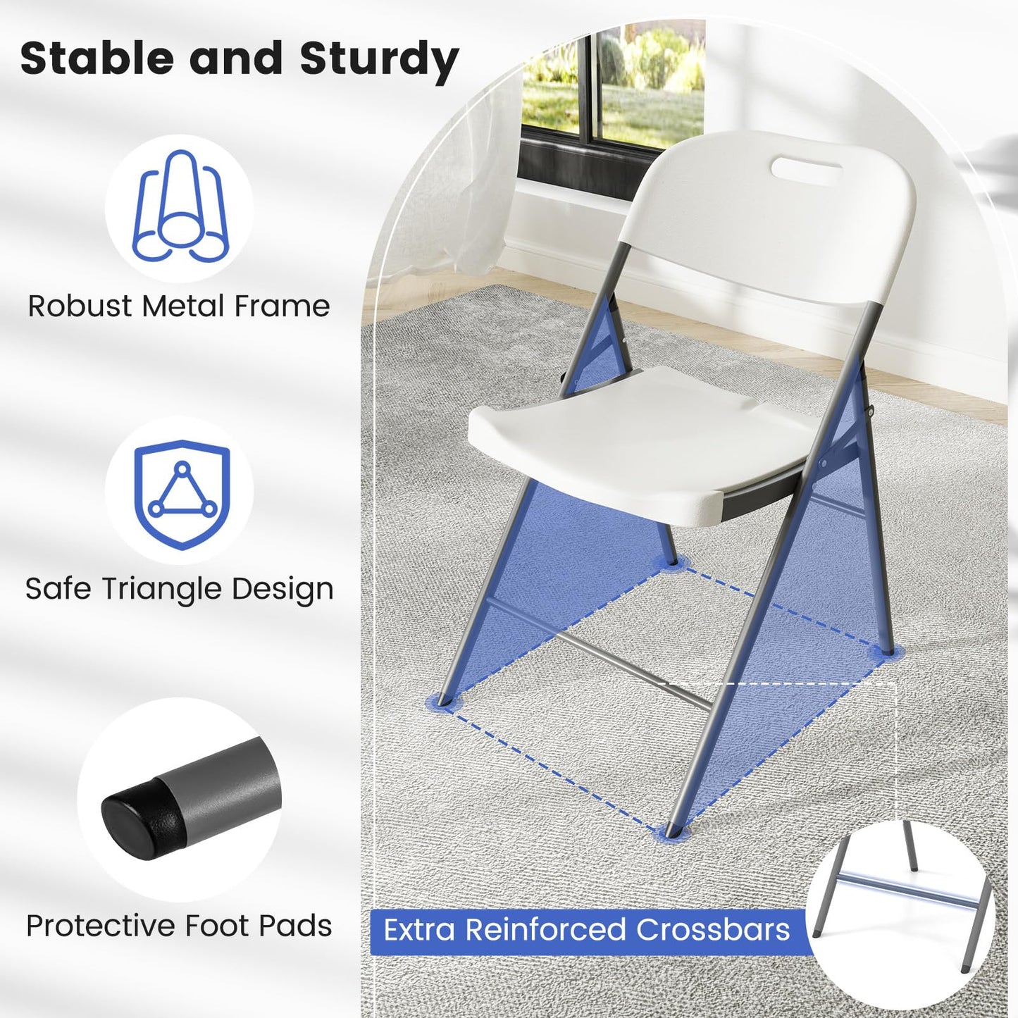 HDPE Portable Dining Chairs Set of 4 with Contoured Seat