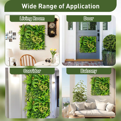 2 Pack Square Framed Artificial Foliage Wall Art for Balcony Home