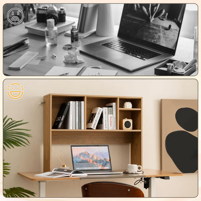 Computer Desktop Bookcase with 4 Cubbies and Open Back Compartment