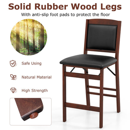 Set of 2 Counter Height Chairs with Rubber Wood Legs