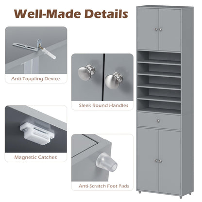 Tall Bathroom Storage Cabinet with Drawer and Adjustable Shelves