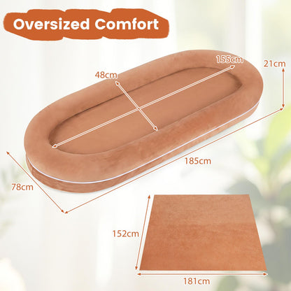 Human Dog Bed with Plush Blanket, Washable Cover
