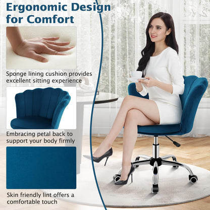 Adjustable Velvet Office Chair with Handle and Universal Wheels