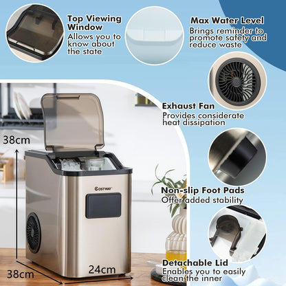 Countertop Nugget Ice Maker with 2 Ways Water Refill