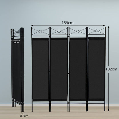 4 Panel Folding Room Divider with Detachable Cloth